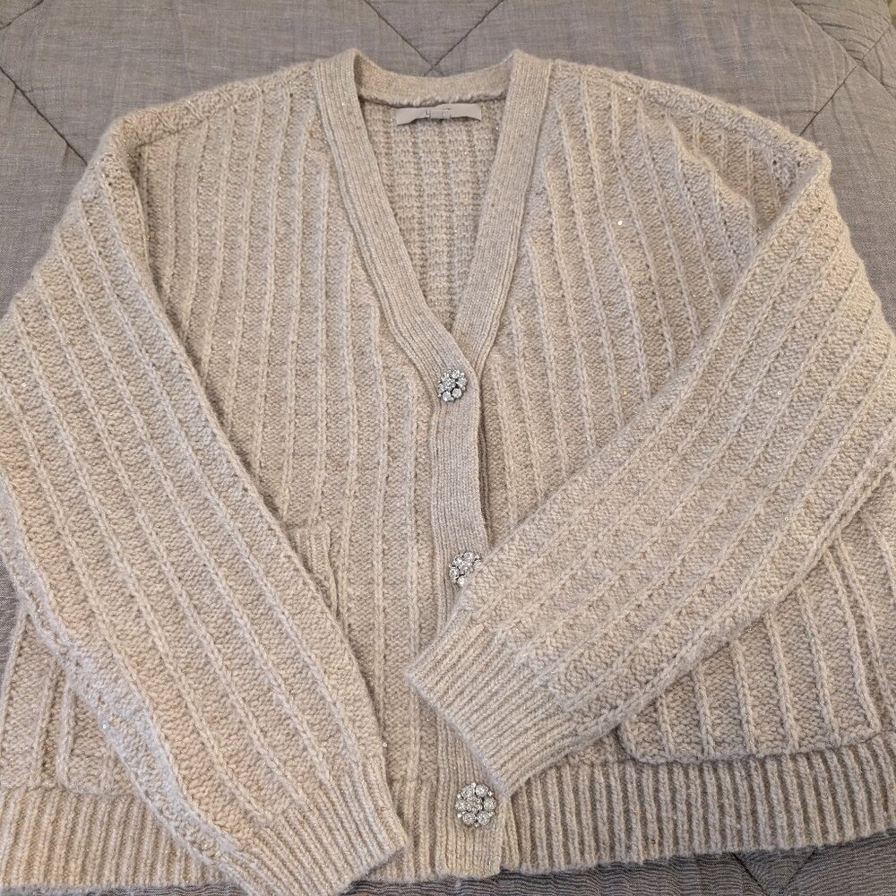 Like New! Loft Sparkle Sweater with jewel buttons in Large